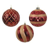 Decoris Shatterproof Bauble 12cm - 3 Assorted Christmas Red,